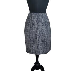 Brooks Brothers Wool Tweed Pencil Skirt Navy White 6P Petite Preppy Office